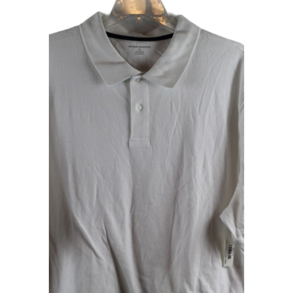 Amazon Essentials White Men's Polo Golf Shirt Short Sleeve Collared 2X 007